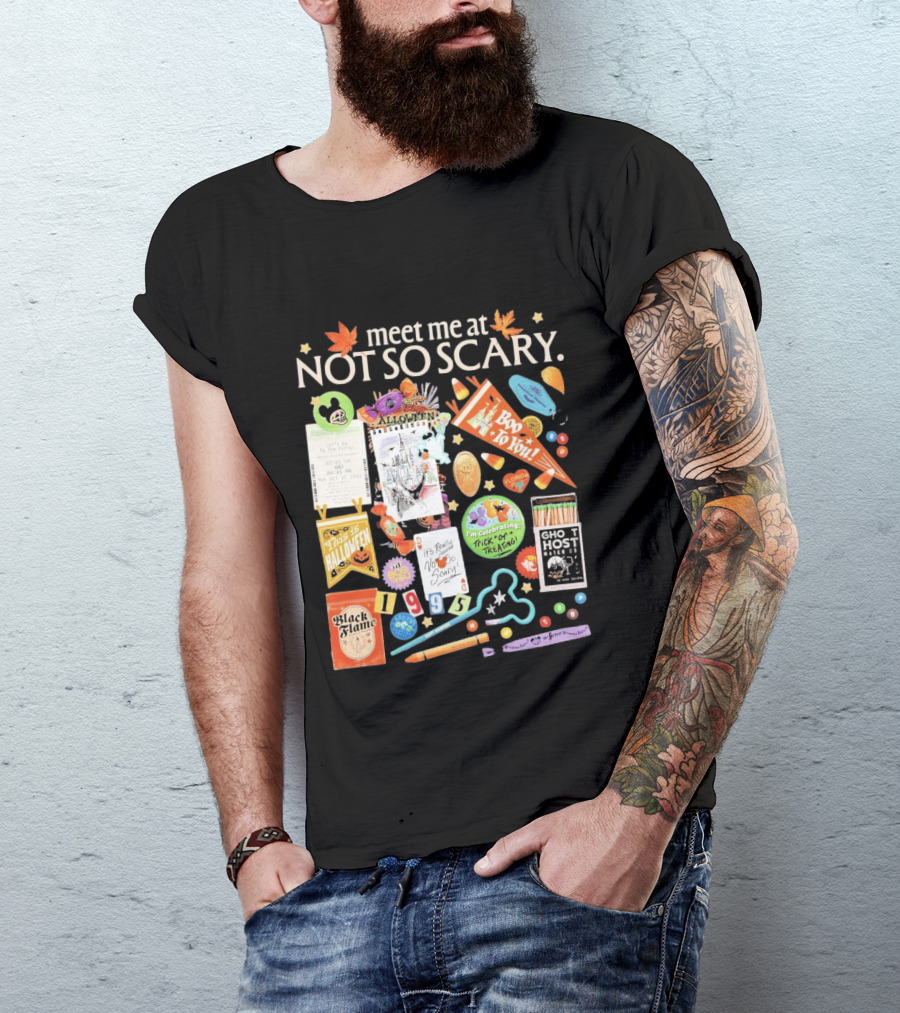 Meet Me At Not So Scary Boo To You Disney Halloween Trick Or Treating Black Flame Candle Halloween Party T-Shirt