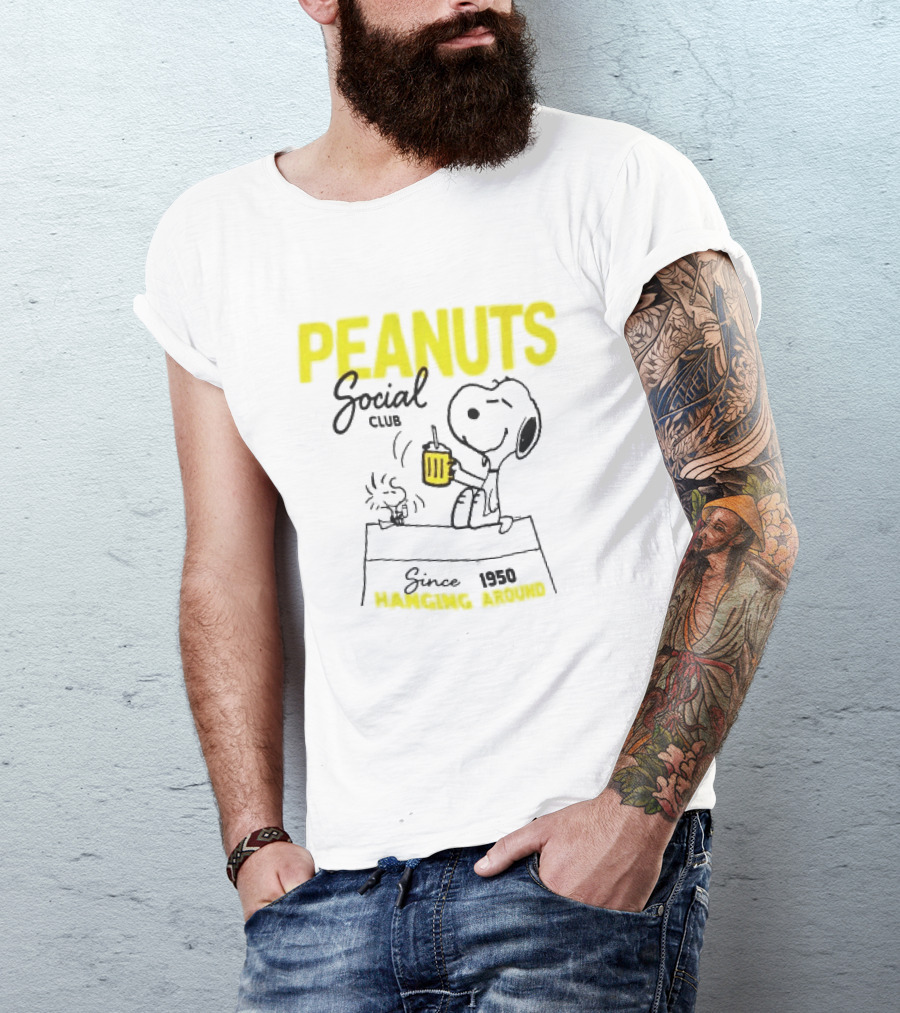 Peanuts Social Club Since 1950 Hanging Around Snoopy Woodstock T-Shirt