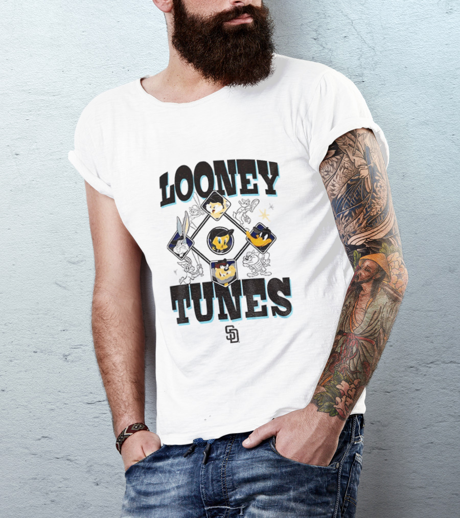 San Diego Padres New Era Looney Tunes MLB Cream Characters T-Shirt