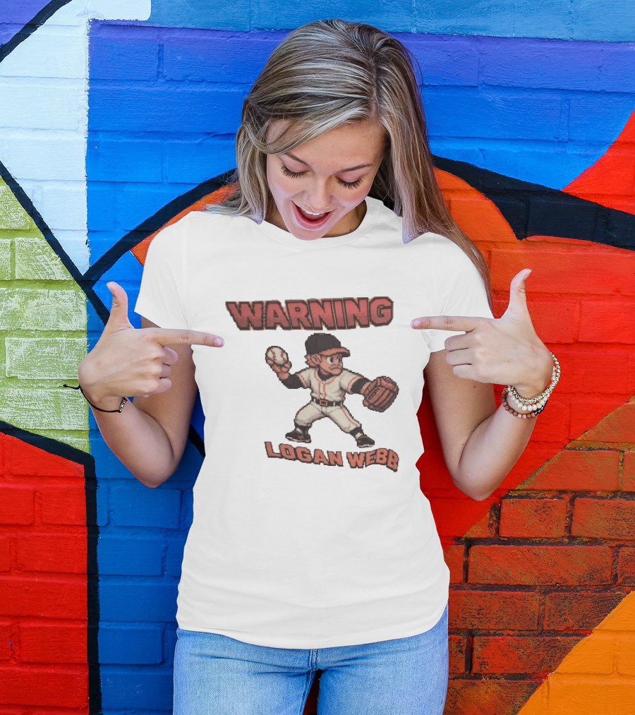 Warning Logan Webb 8 Bit Baseball T-Shirt