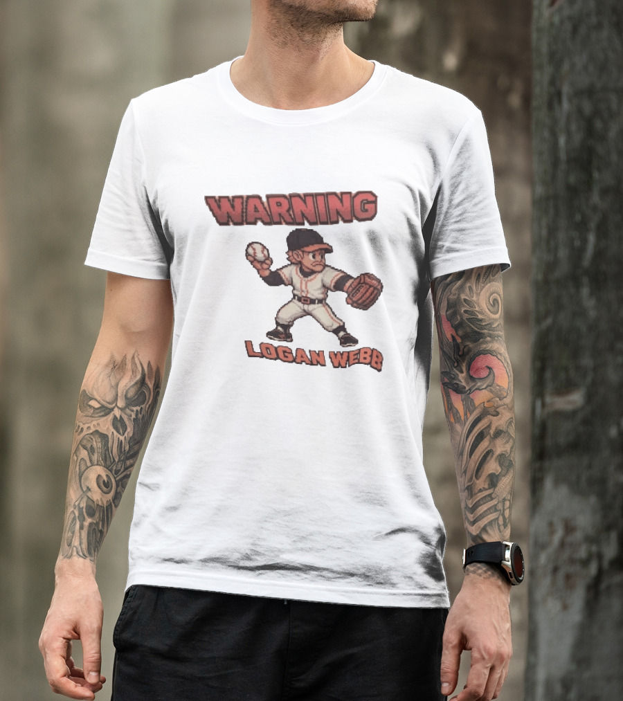 Warning Logan Webb 8 Bit Baseball T-Shirt