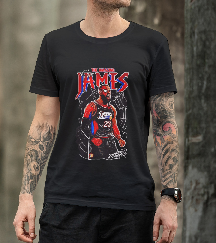 The Amazing LeBron James Spider Man 76ers NBA Crossover Comic T-Shirt
