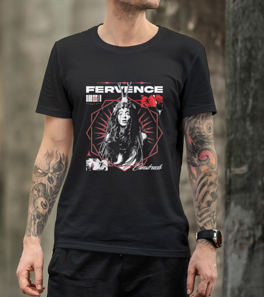 Fervence Constructs Hexagon Horned Crown Woman Red Tears T-Shirt
