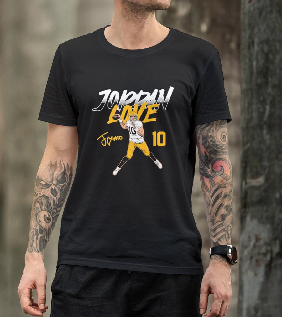 Jordan Love 10 Quarterback Action Pass Signature T-Shirt