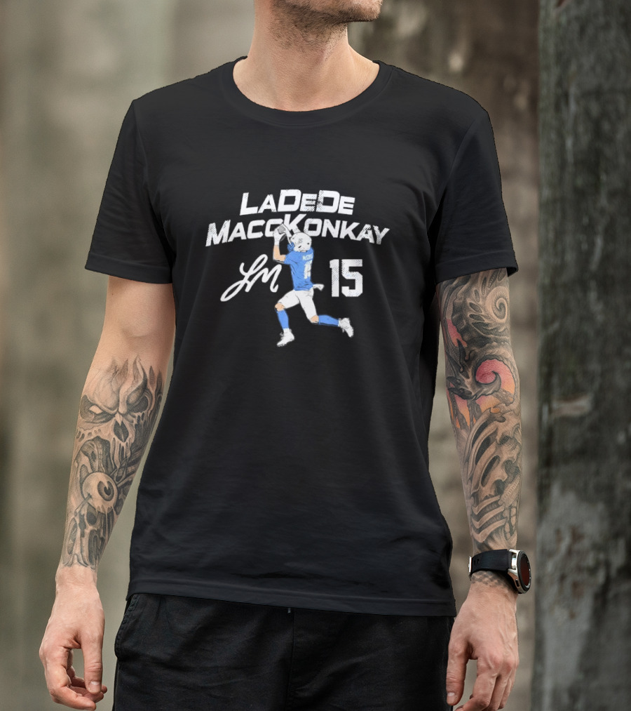 Ladd McConkey 15 Football Player Signature Catching Pass T-Shirt