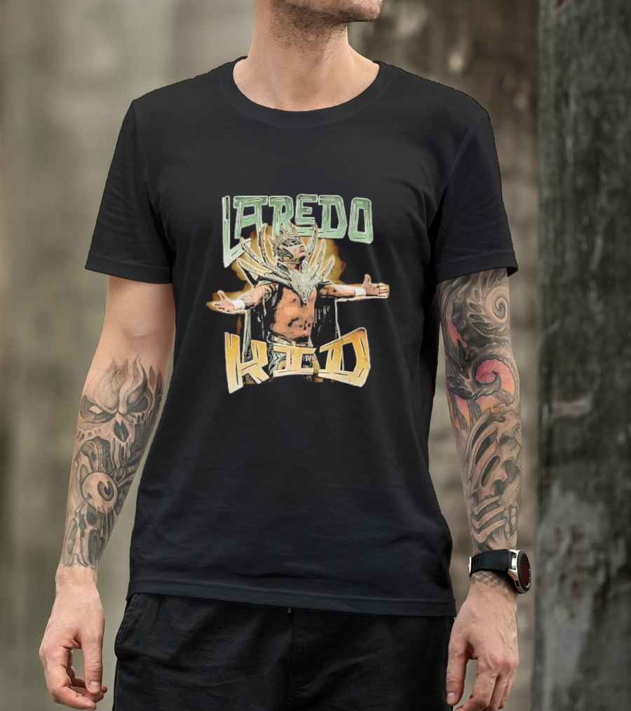 Laredo Kid Masked Luchador Arms Outstretched Distressed Luchador Champion T-Shirt