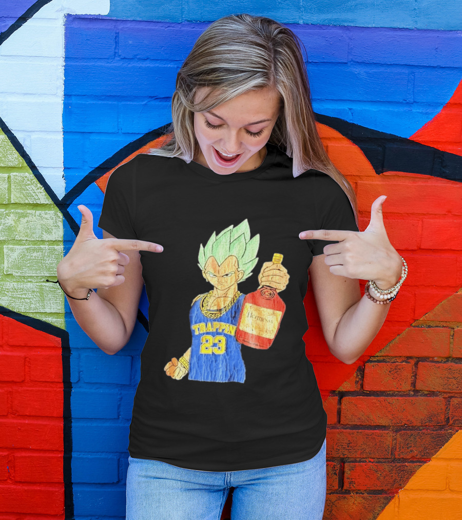 Hennessy Trappin 23 Anime Warrior Graphic Holding Bottle T-Shirt