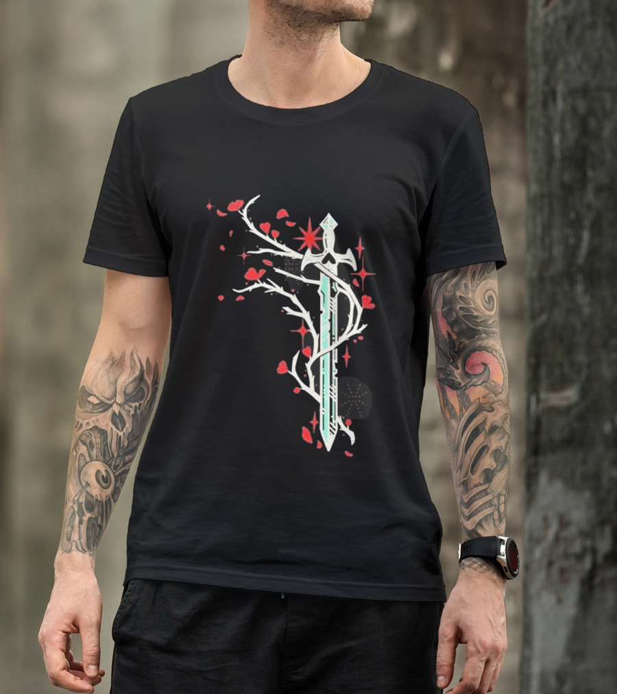 Lifesteal Sword With Red Petals Survival Gaming T-Shirt