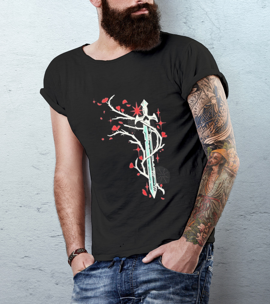 Lifesteal Sword With Red Petals Survival Gaming T-Shirt