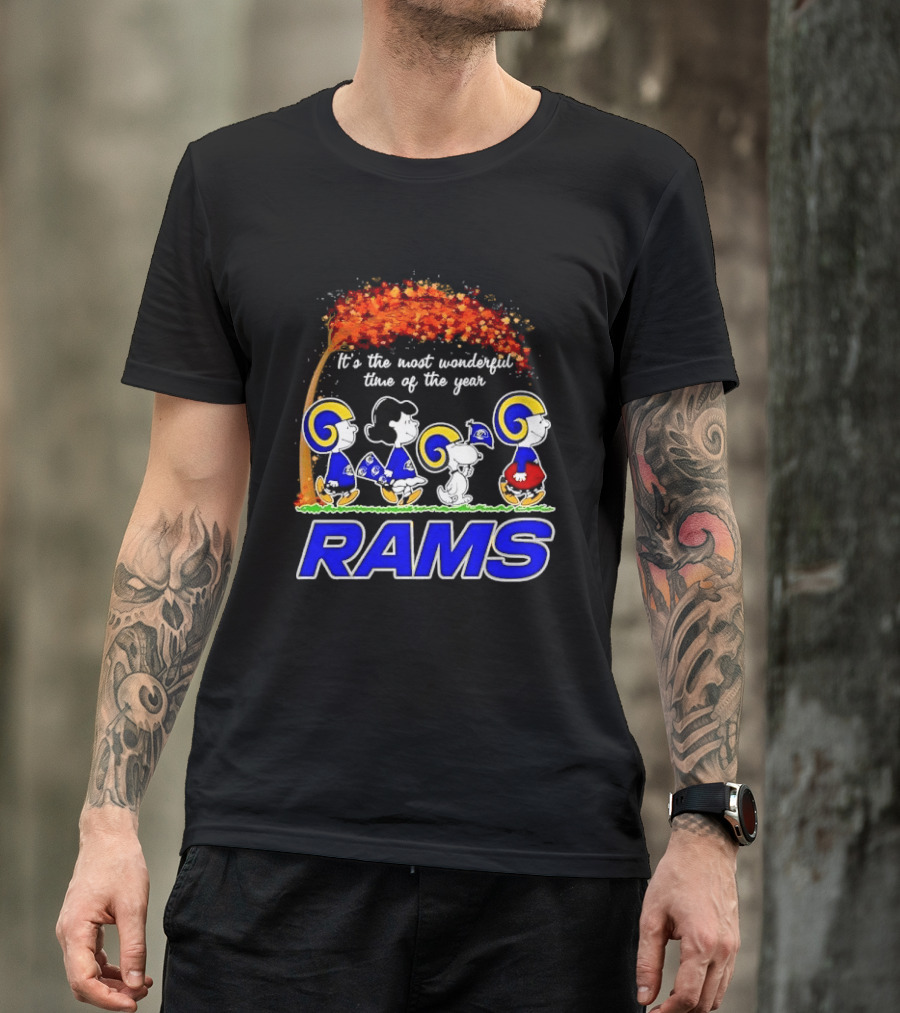 Los Angeles Rams It's The Most Wonderful Time Of Year Charlie Brown Snoopy Peanuts Football Fall T-Shirt