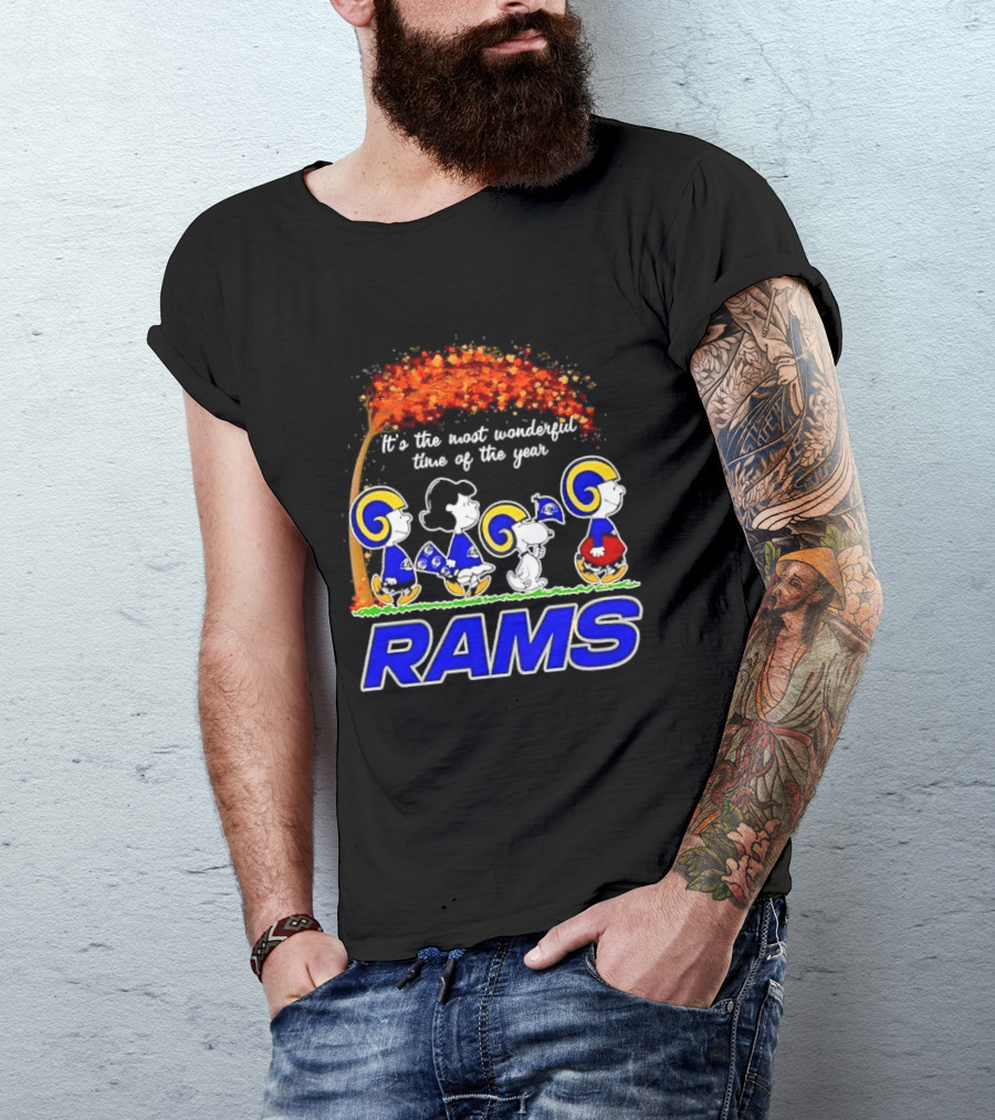 Los Angeles Rams It's The Most Wonderful Time Of Year Charlie Brown Snoopy Peanuts Football Fall T-Shirt