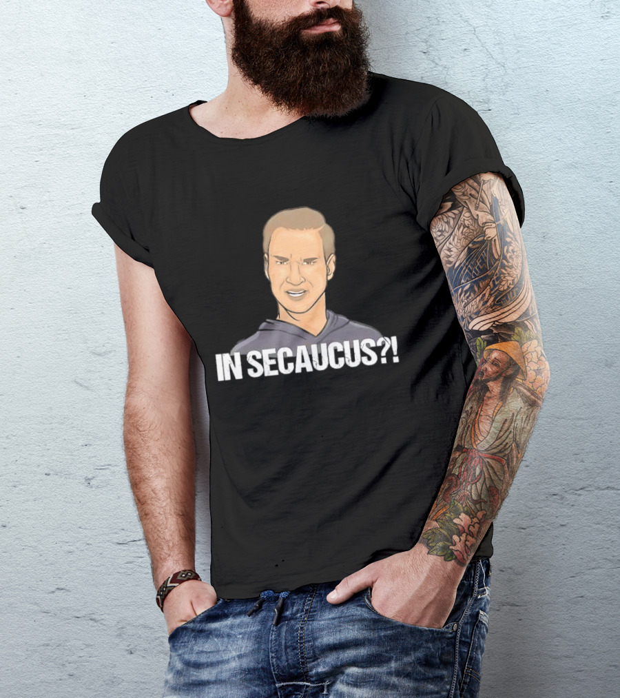 In Secaucus Cartoon Caricature Grimacing Man Face Expression T-Shirt