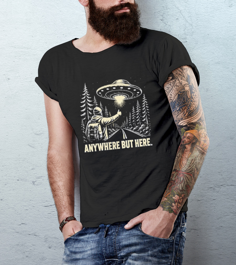 Anywhere But Here Hitchhiker UFO Forest Adventure T-Shirt