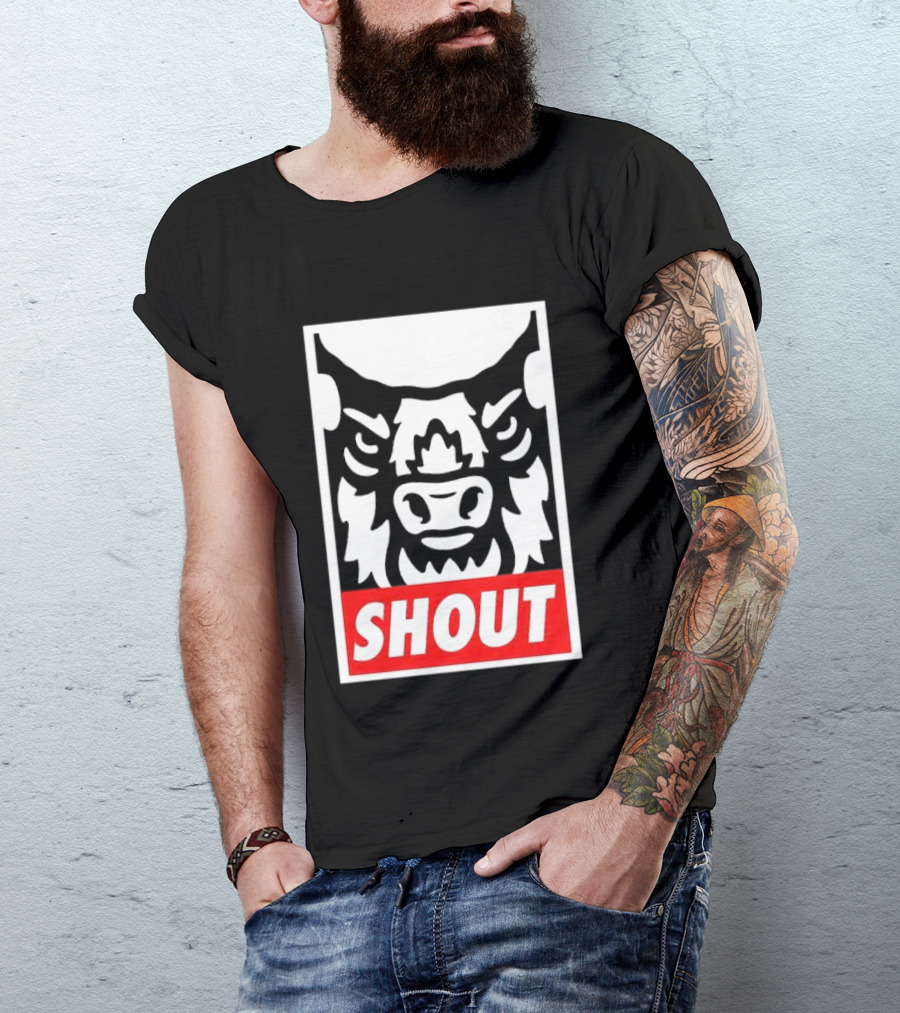 Shout Buffalo Bison Stylized Face T-Shirt