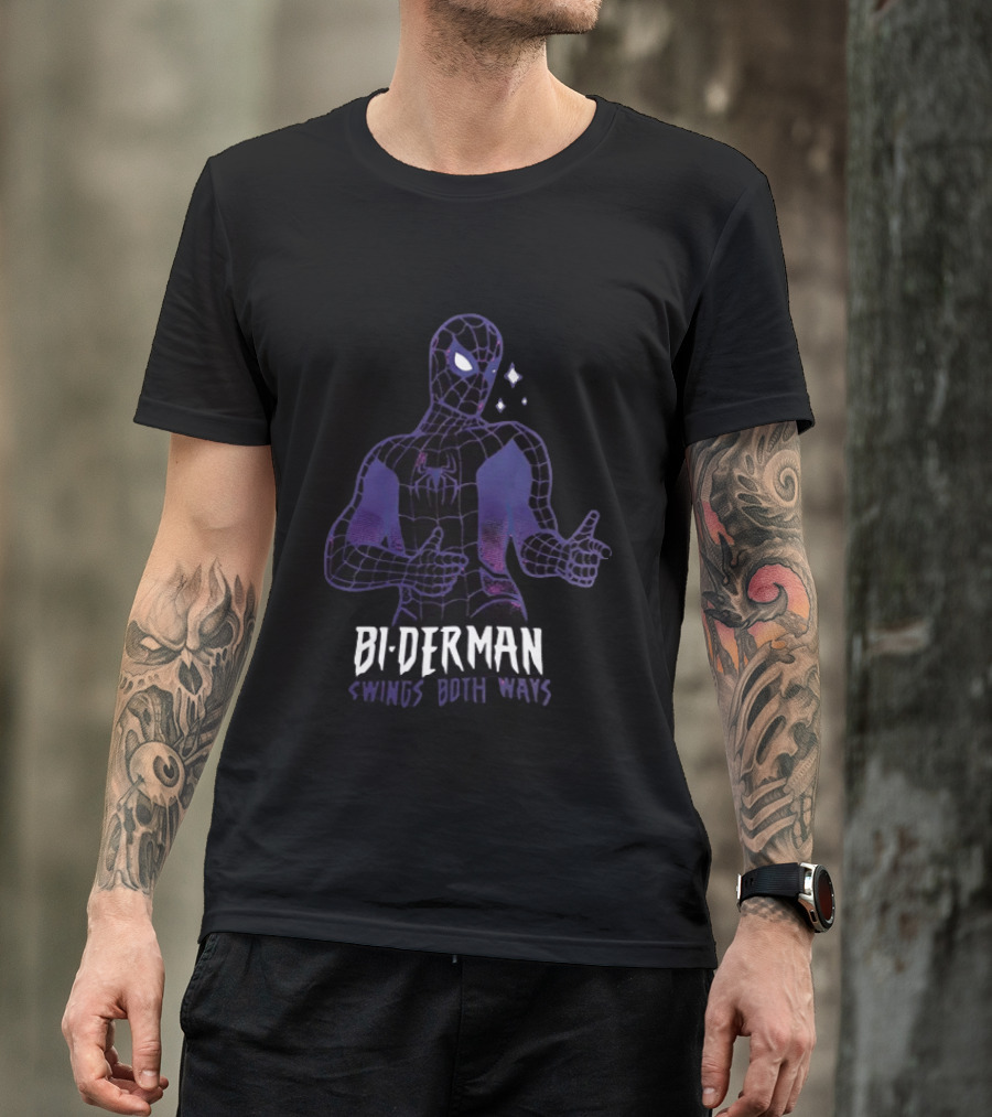 Bi Derman Swings Both Ways Spider Man T-Shirt