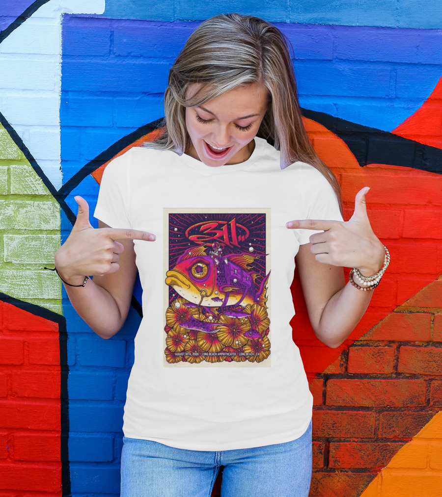 311 August 18 2026 Long Beach Amphitheater CA Psychedelic Fish And Astronaut T-Shirt