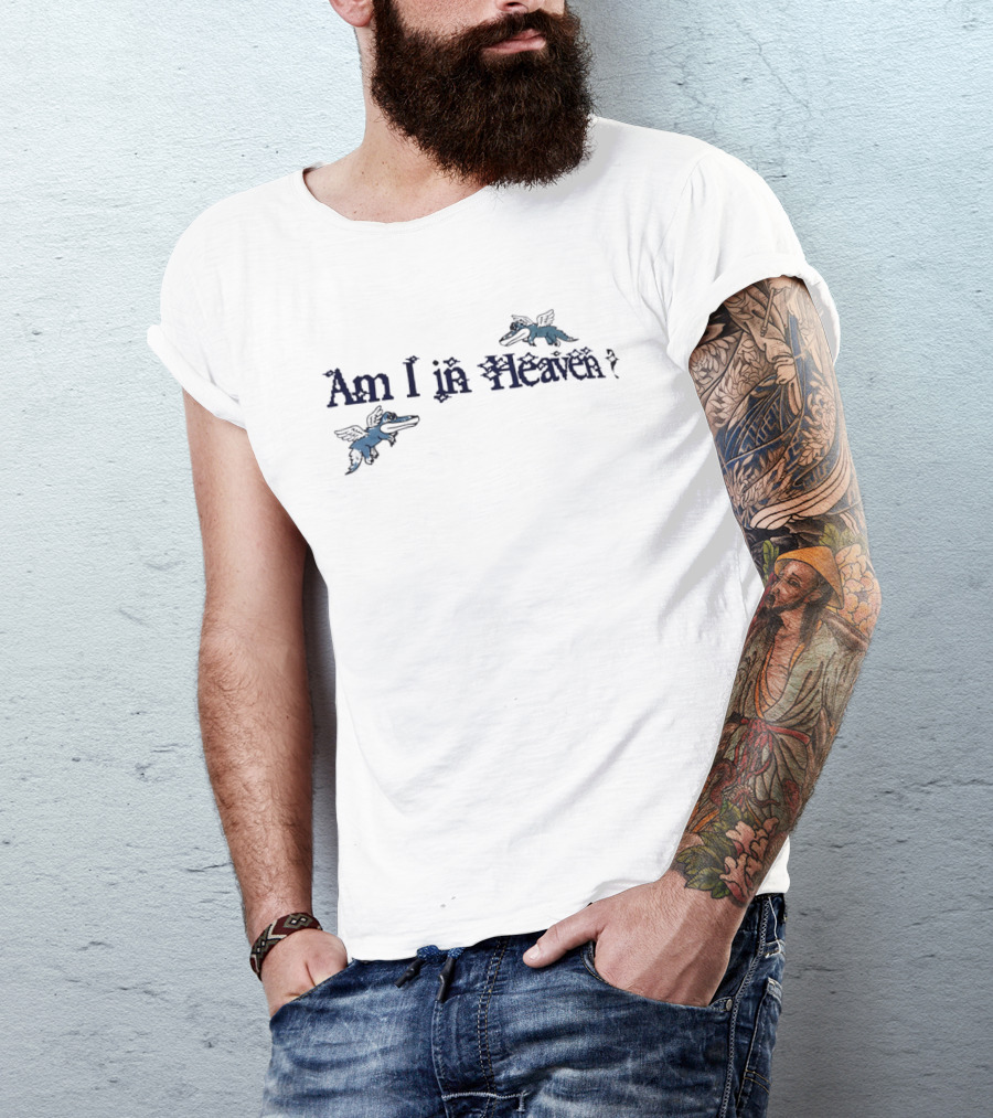 Am I In Heaven Distressed Cartoon Flying Gators Angel Wings T-Shirt