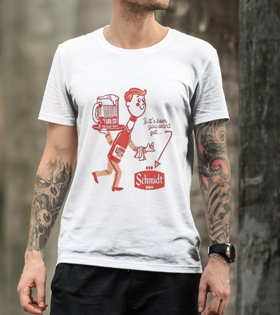 Schmidt Beer Retro Cartoon Character With T-Shirt