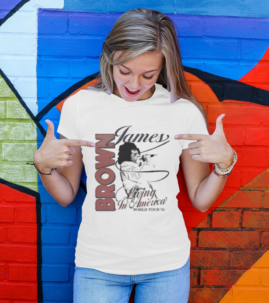 James Brown Living In America World Tour 1980s Retro Music Legend T-Shirt