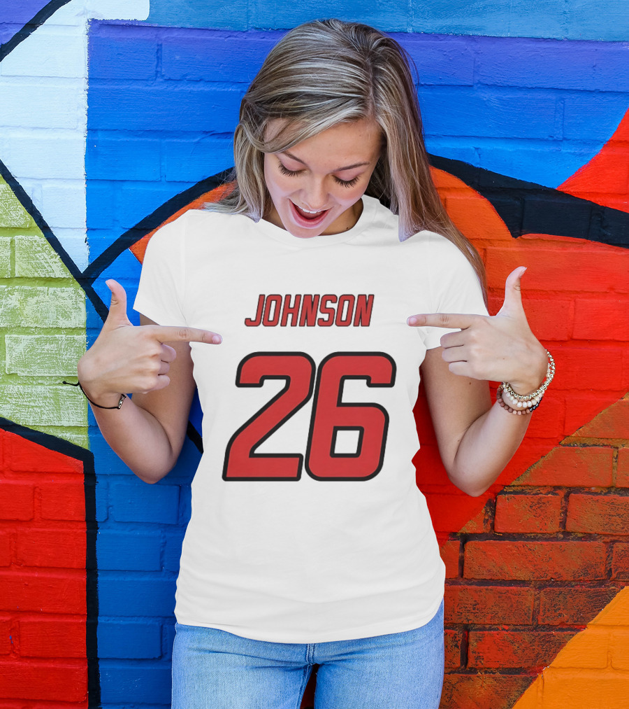 Johnson 26 Red Athletic Jersey Number Sports T-Shirt