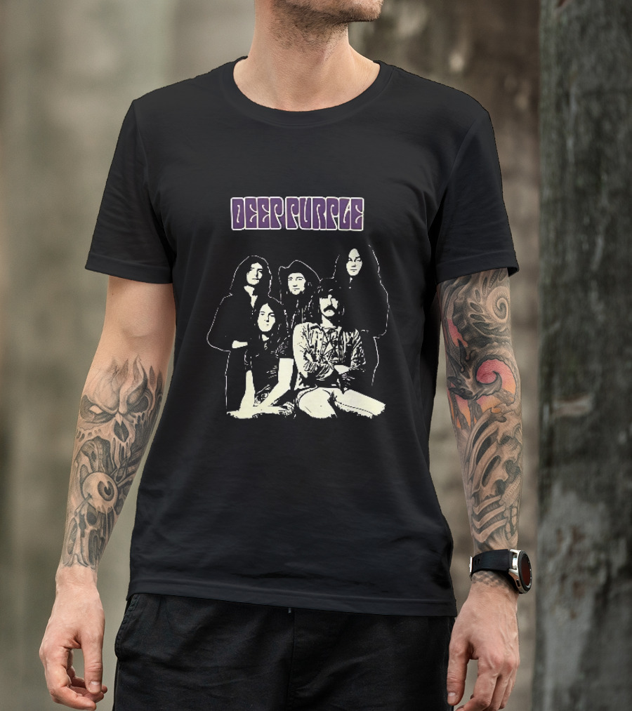 Deep Purple Band Members High Contrast Stencil Group Image T-Shirt