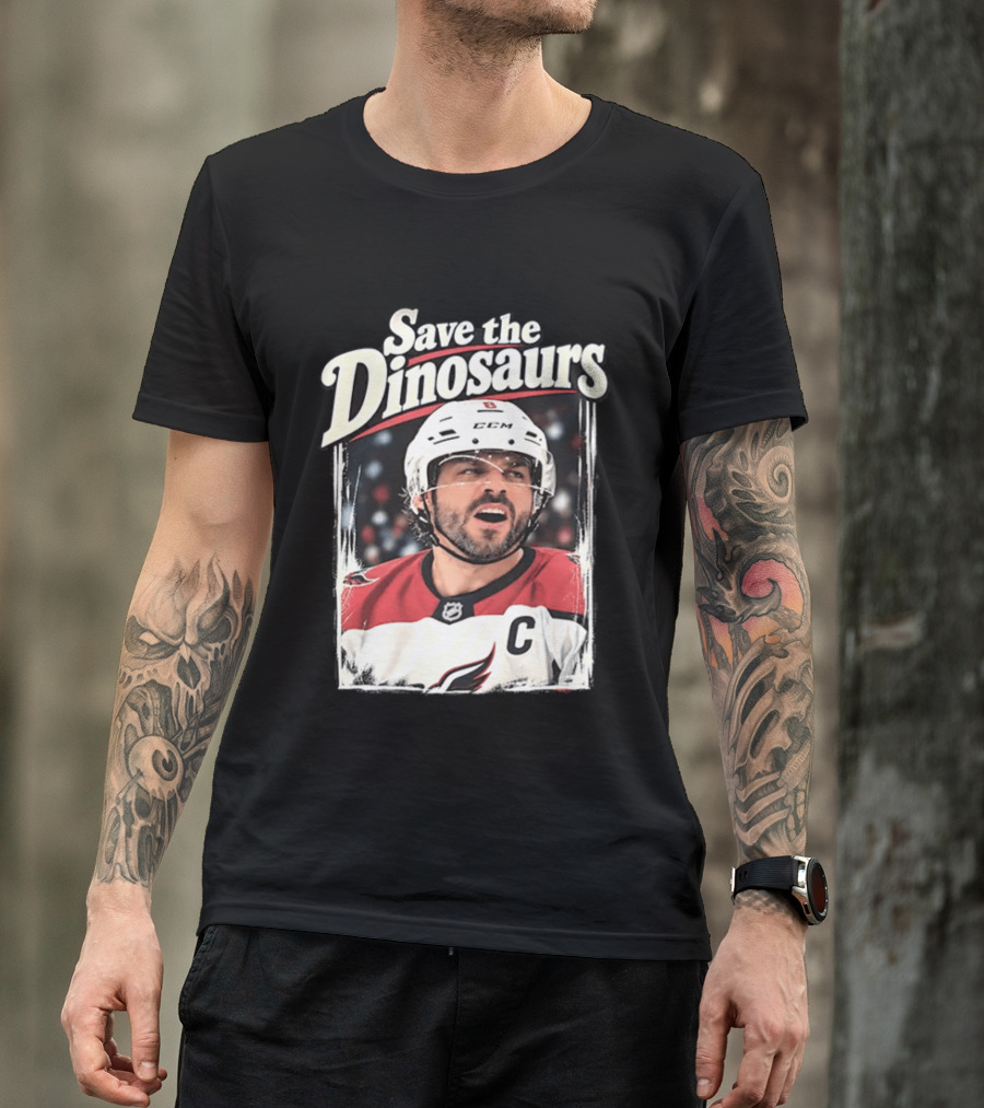 Save The Dinosaurs Hockey Captain With C Jersey T-Shirt