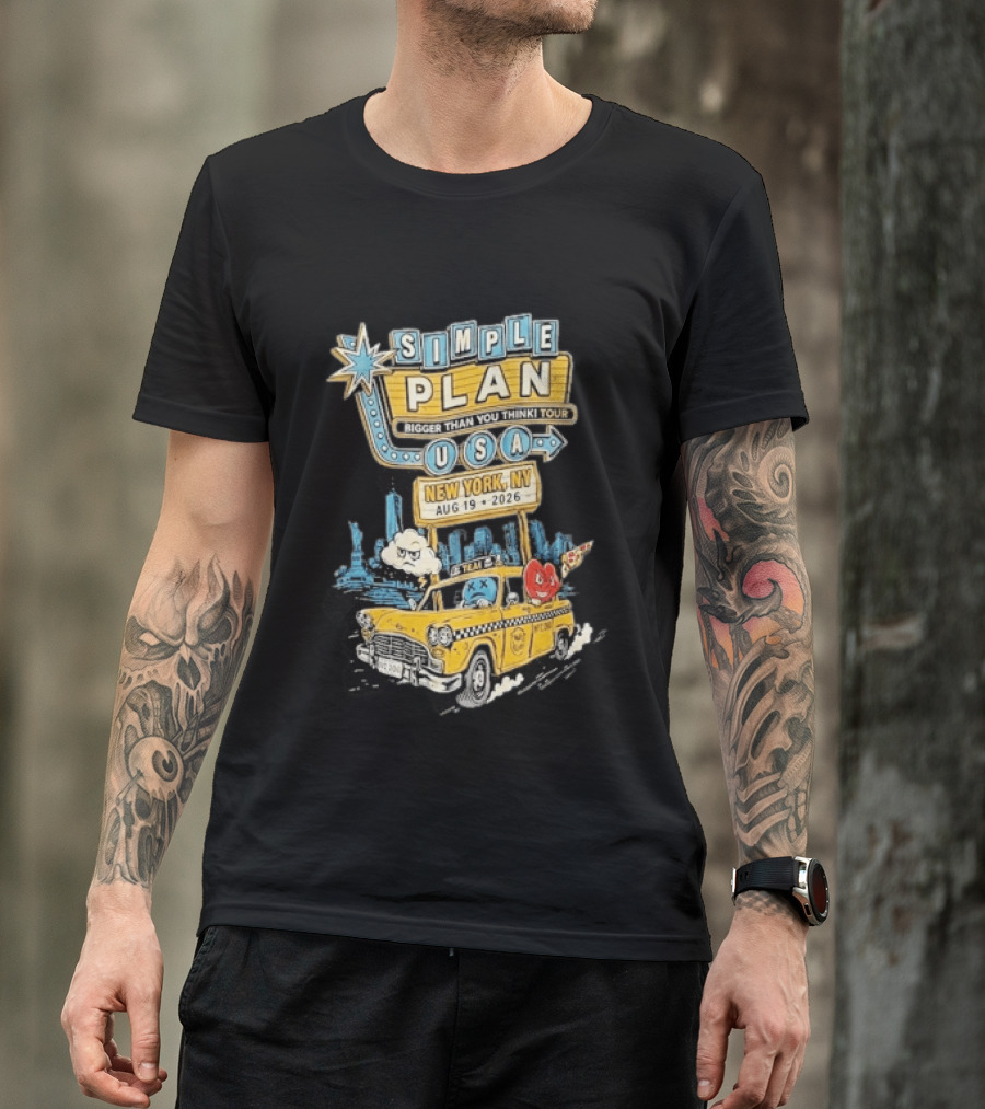 Simple Plan Bigger Than You Think Tour 2026 USA New York Event August 19 Capital One City Parks Foundation SummerStage Taxi T-Shirt