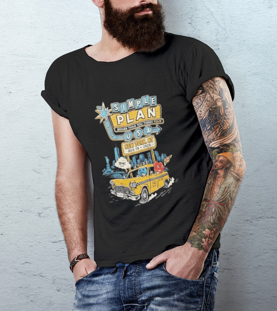 Simple Plan Bigger Than You Think Tour 2026 USA New York Event August 19 Capital One City Parks Foundation SummerStage Taxi T-Shirt