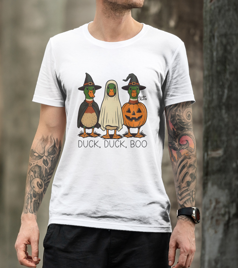 Duck Duck Boo Halloween 2026 Duck Trio In Costumes T-Shirt