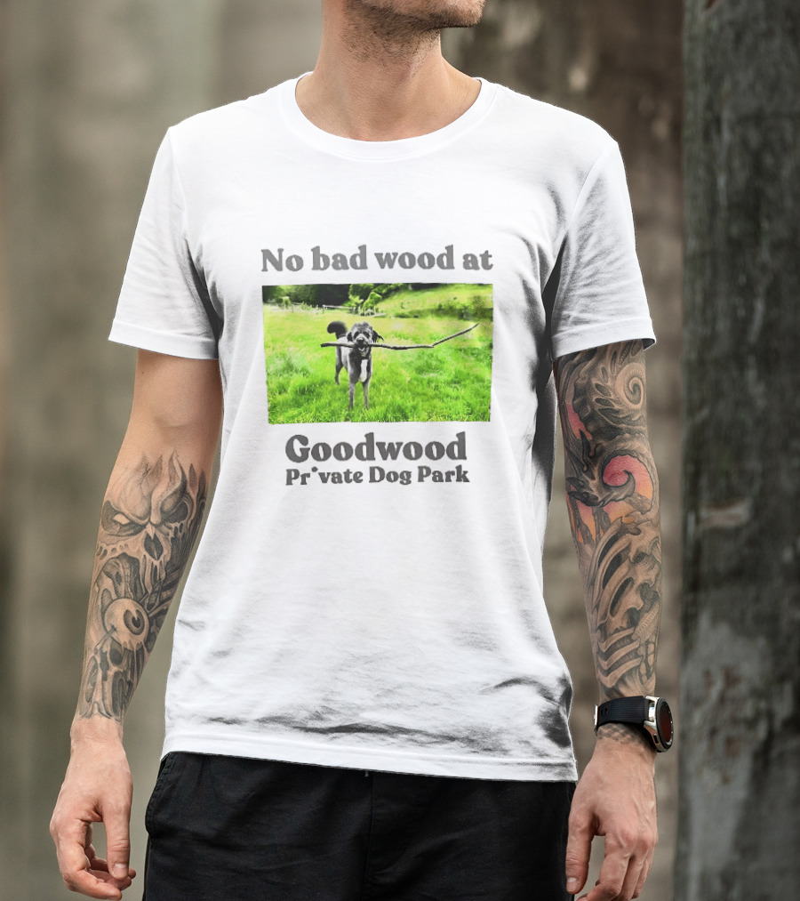No Bad Wood At Goodwood Private Dog Park Playful Pup With Stick T-Shirt