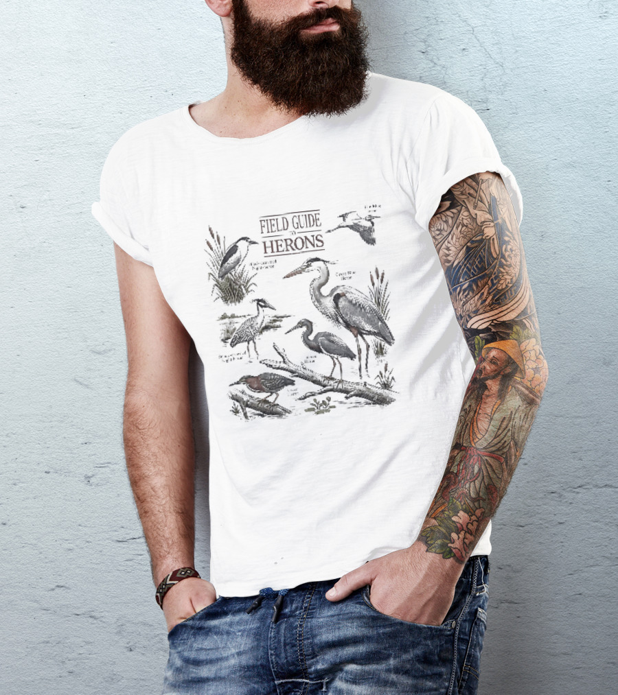 Field Guide Herons Black Crowned Night Heron Yellow Crowned T-Shirt