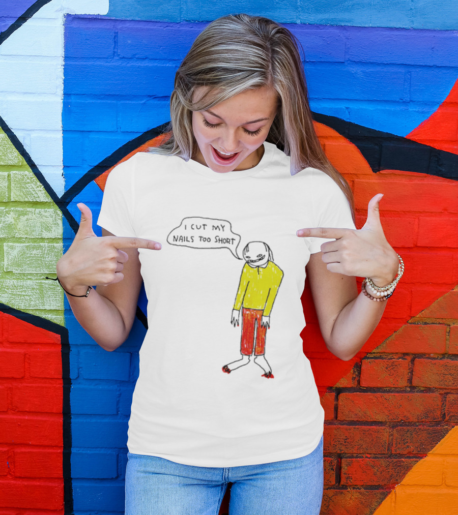 I Cut My Nails Too Short Yellow Red T-Shirt