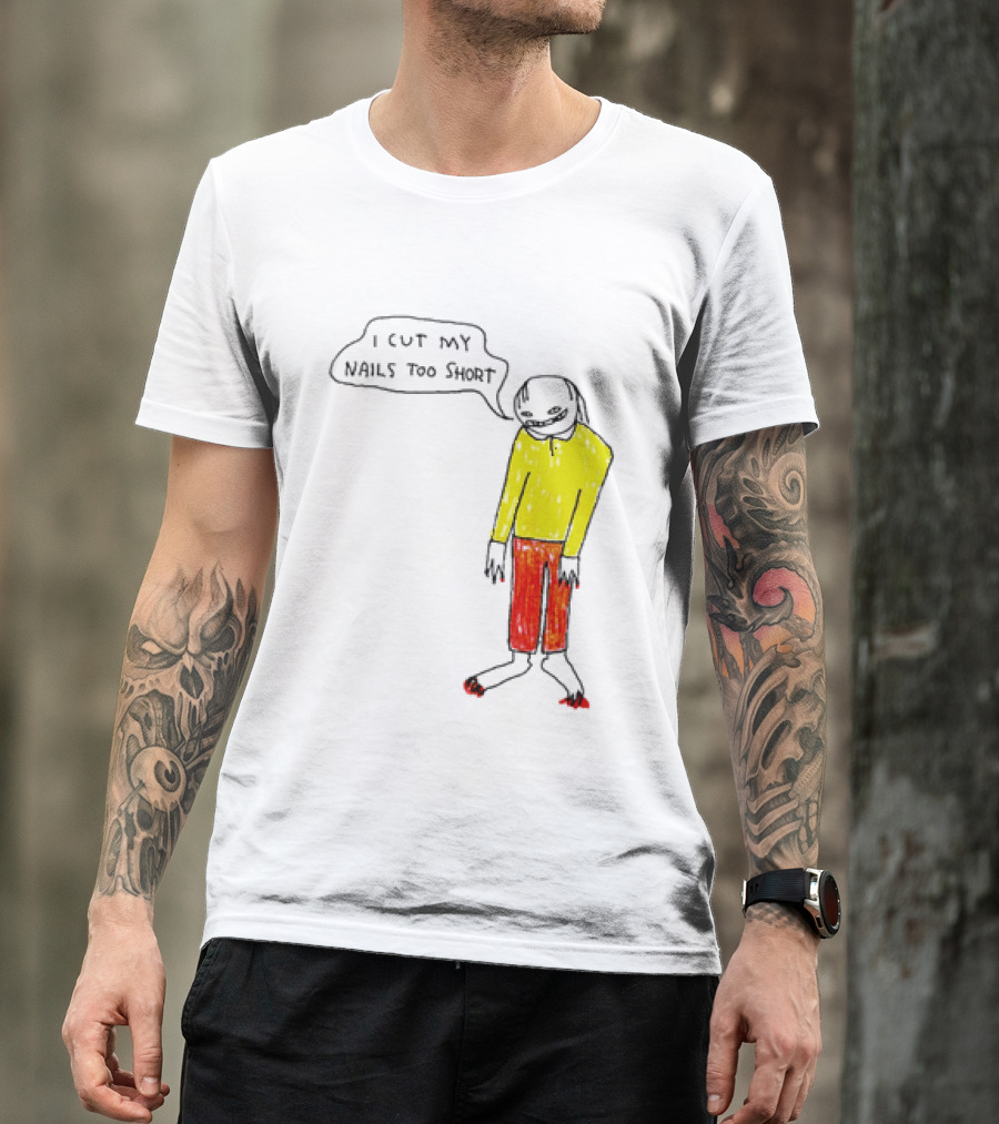 I Cut My Nails Too Short Yellow Red T-Shirt