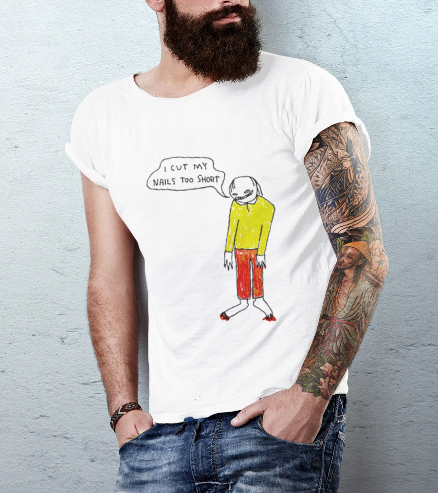 I Cut My Nails Too Short Yellow Red T-Shirt