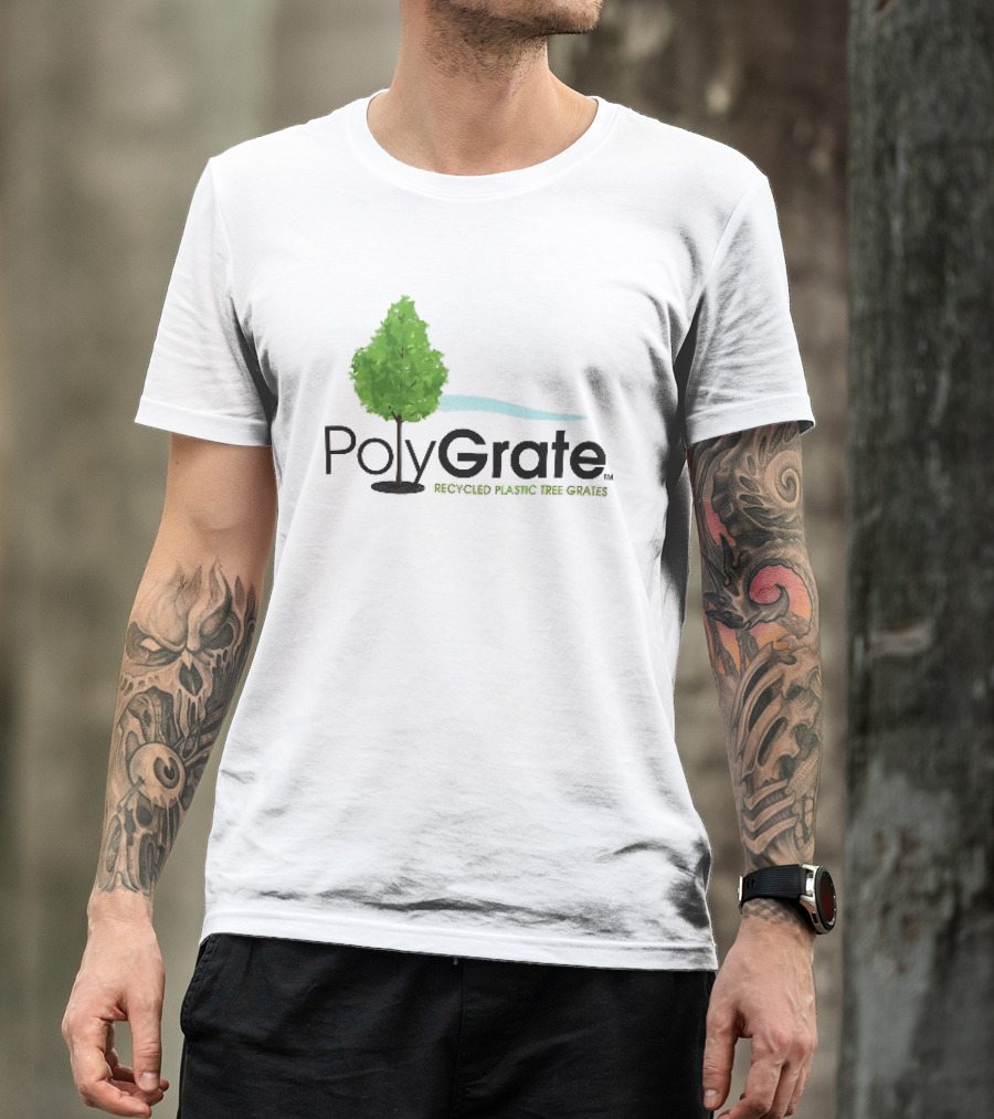 PolyGrate Recycled Plastic Tree Grates Green Foliage Blue Wave T-Shirt