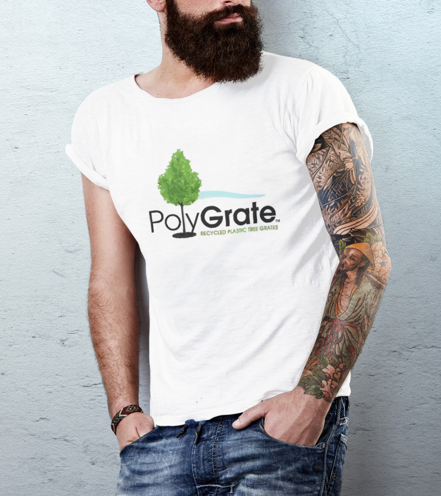 PolyGrate Recycled Plastic Tree Grates Green Foliage Blue Wave T-Shirt