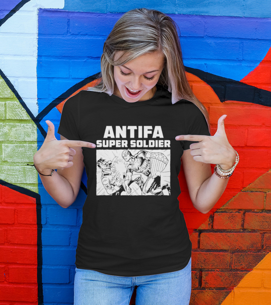 ANTIFA Super Soldier Punching Hitler Captain America T-Shirt