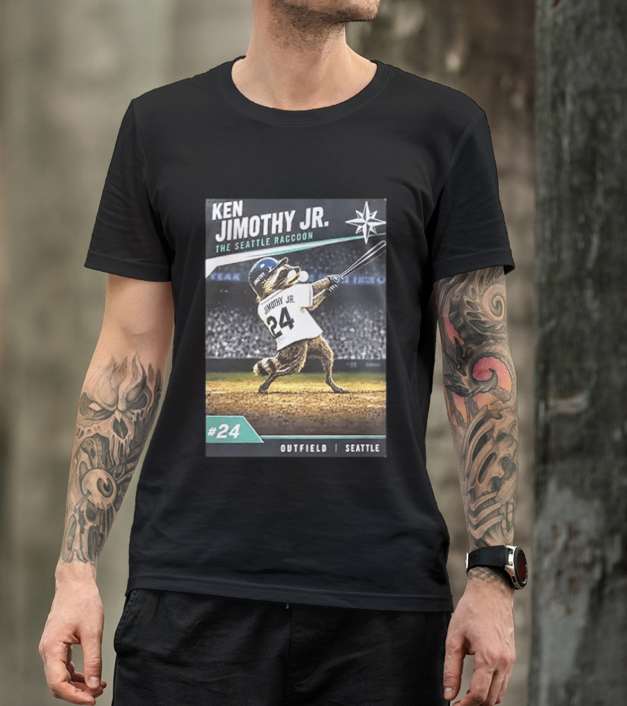 Ken Jimothy Jr The Seattle Raccoon Outfield Seattle Mariners #24 T-Shirt