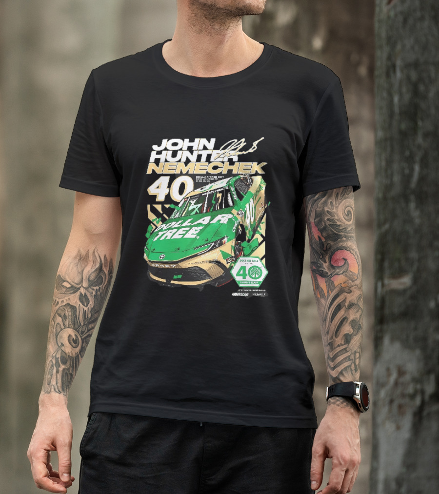 John Hunter Nemechek Dollar Tree 301 40th Anniversary 2026 Green Gold Toyota Camry Nascar New Hampshire Est 1986 T-Shirt