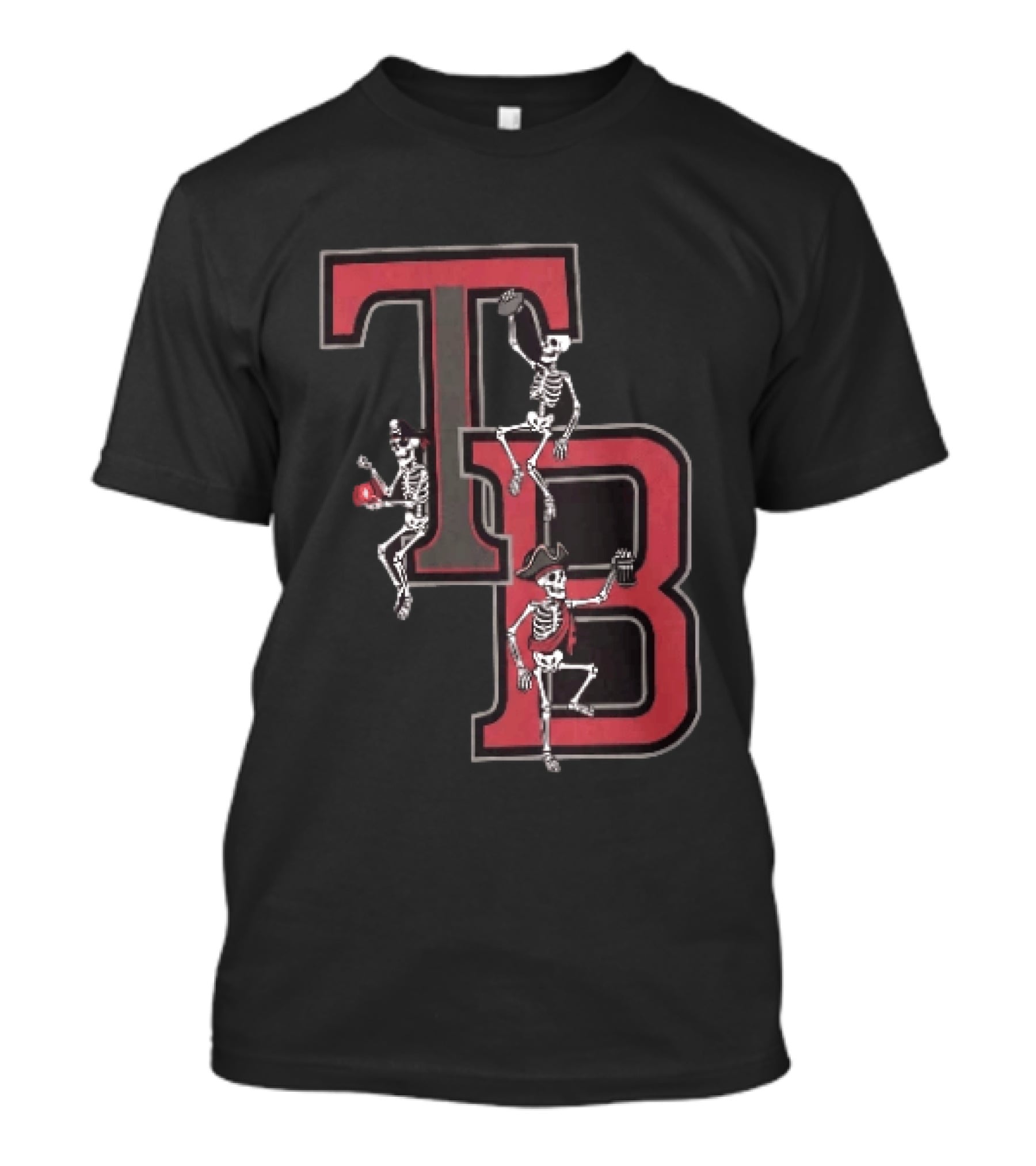 Tampa Bay Buccaneers TB Pirate Skeletons Football T-Shirt