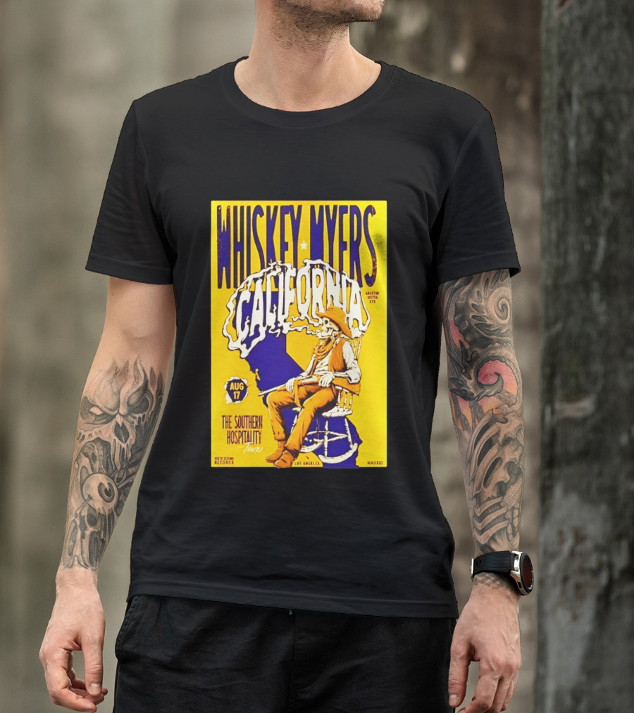Whiskey Myers California Southern Hospitality Tour August 17 Los Angeles Reclining Cowboy T-Shirt