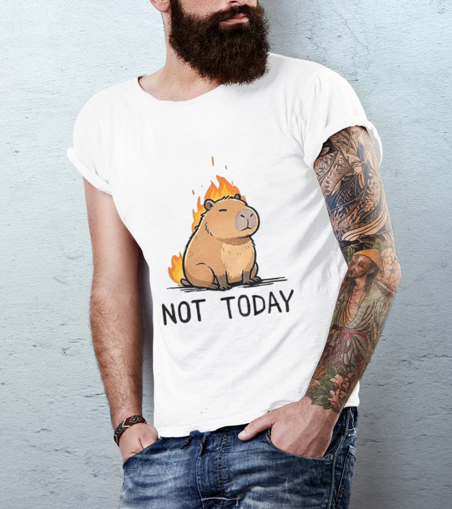Capybara On Fire Not Today Calm Meme T-Shirt