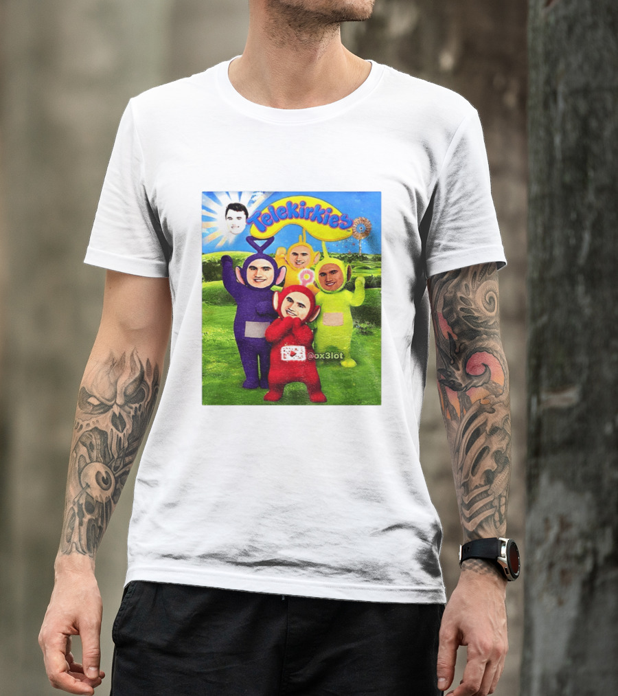 Charlie Kirk Telekirkies Meme Teletubbies Parody Face Swap T-Shirt