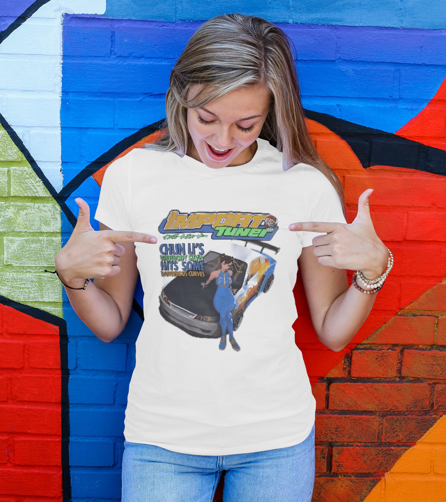Import Tuner Chun Li's Widebody Silvia Hits Some Dangerous Curves Auto Racing Anime T-Shirt