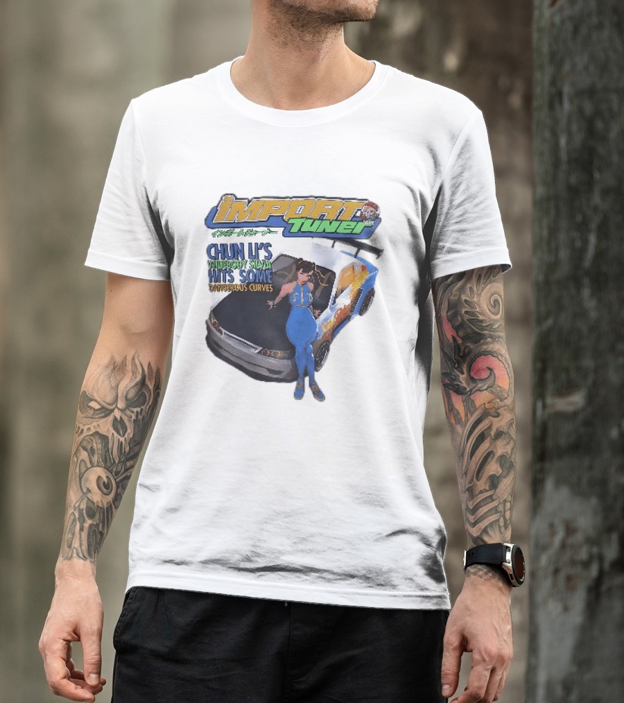 Import Tuner Chun Li's Widebody Silvia Hits Some Dangerous Curves Auto Racing Anime T-Shirt