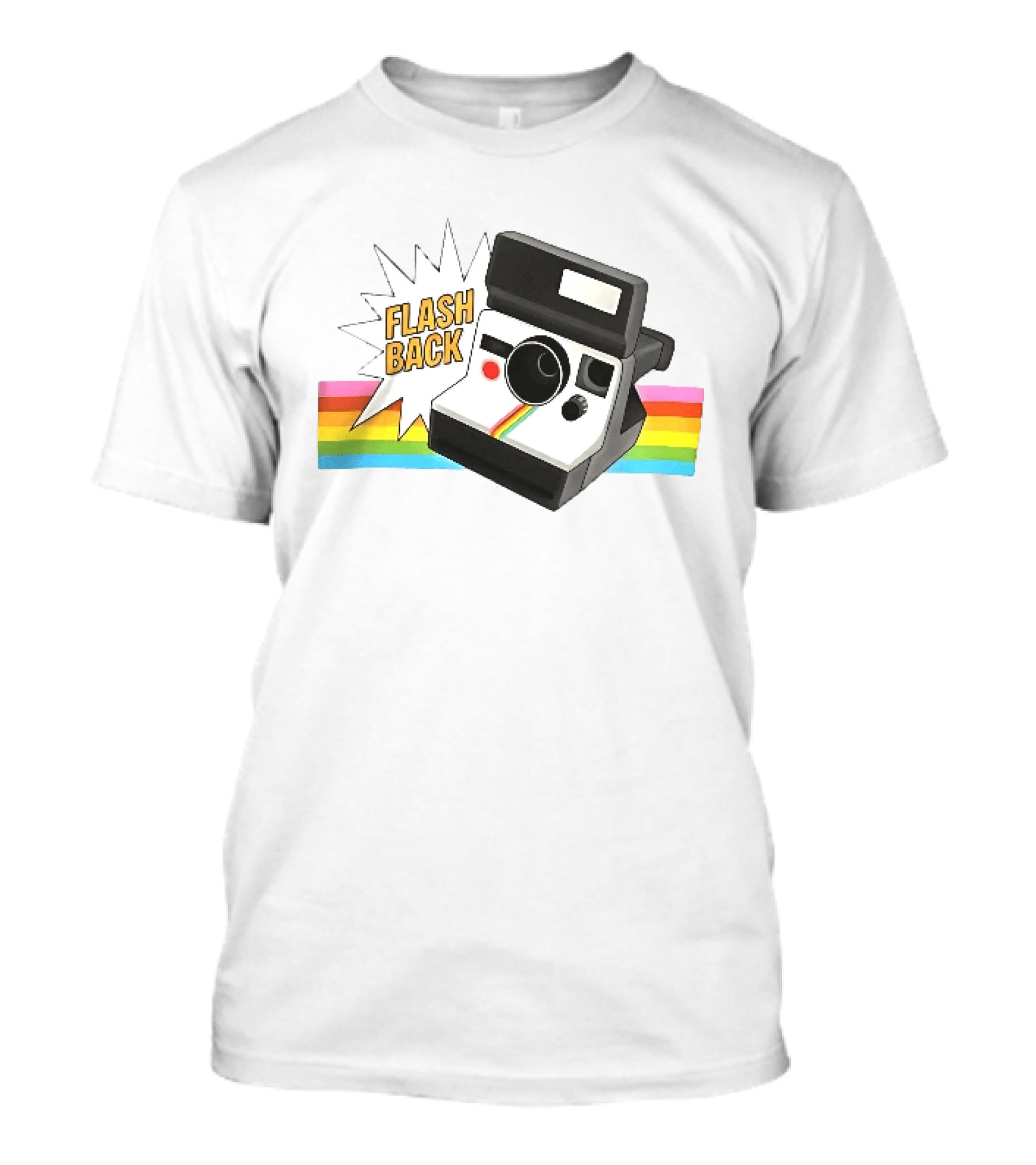 Flash Back Instant Camera Rainbow Stripe Starburst T-Shirt