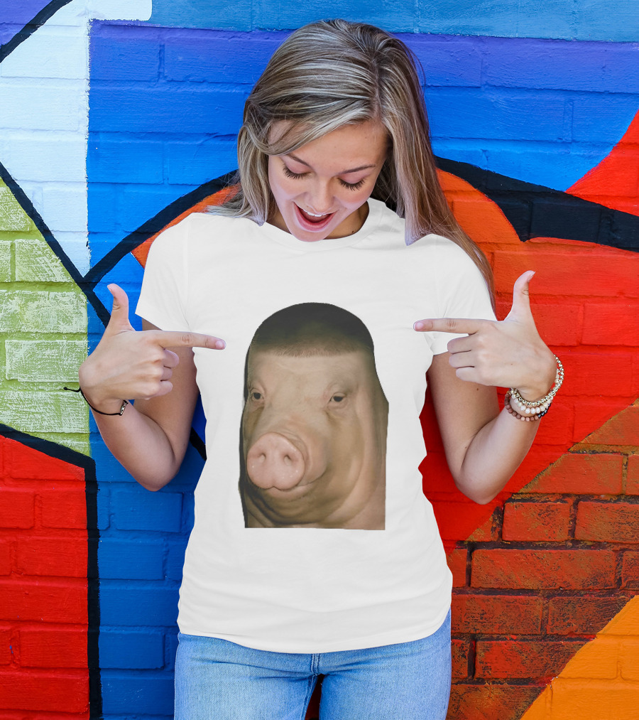 Photorealistic Close Up Pig Face Edgar Haircut Cutout T-Shirt