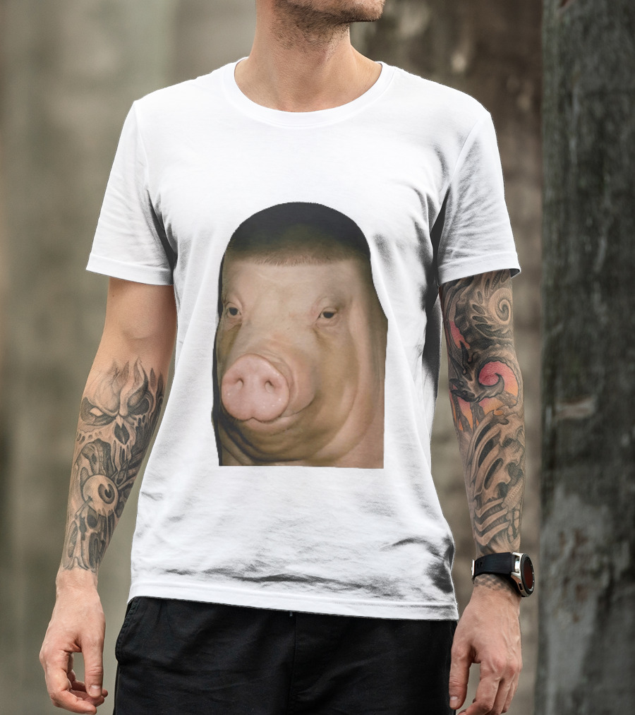 Photorealistic Close Up Pig Face Edgar Haircut Cutout T-Shirt
