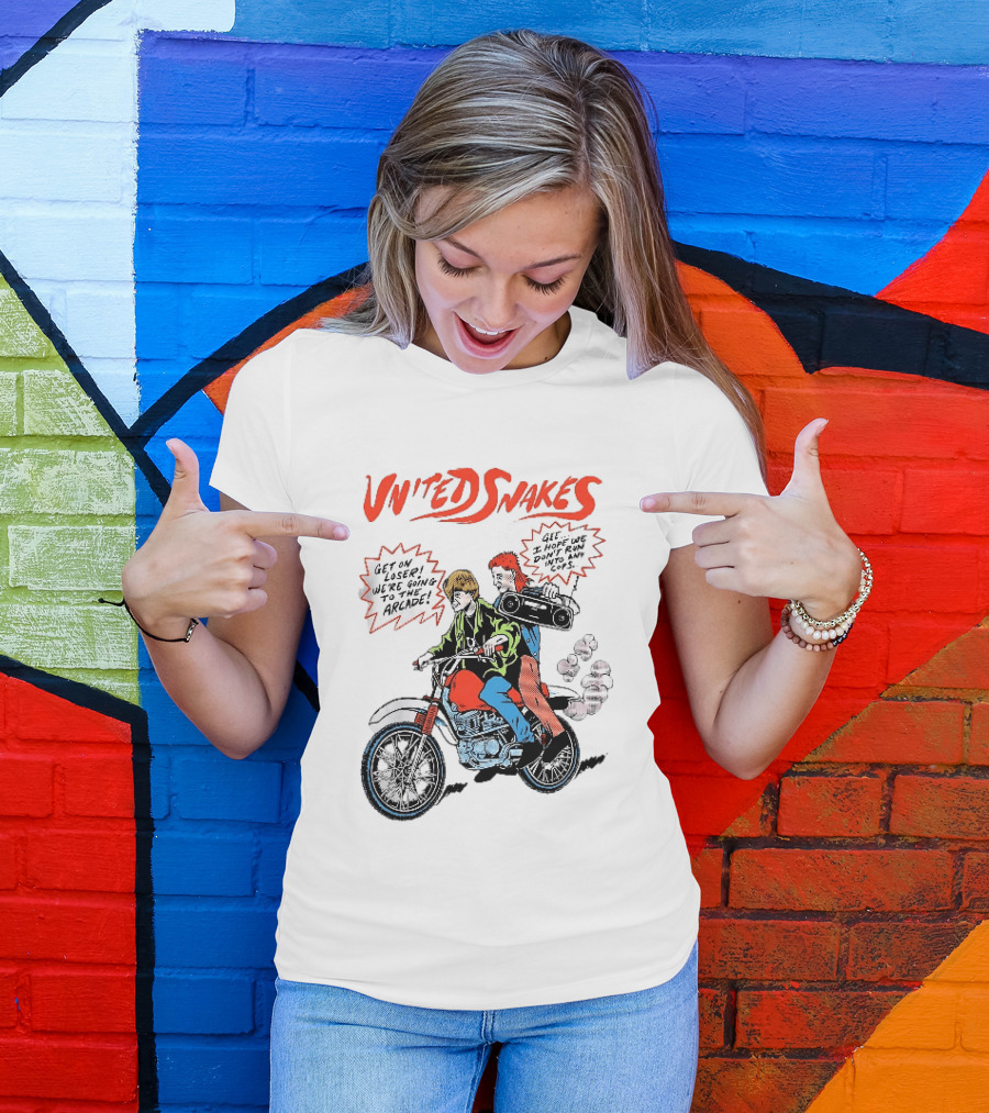 United Snakes Get On Loser We're Going To The Arcade Motorcycle Adventure T-Shirt