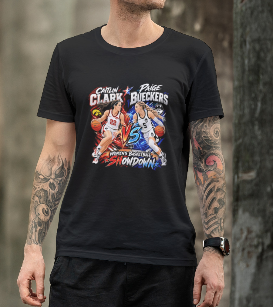 Caitlin Clark Paige Bueckers Basketball Showdown VS Rivalry T-Shirt